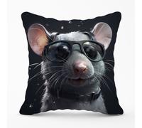 Splashart Rat In Glasses Cushions Warren Reed - Designer Grey 45cm x 45cm
