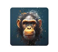 Warren Reed - Designer Splashart Realistic Monkey Face Coasters - Set of 4 in Brown Warren Reed - Designer Brown