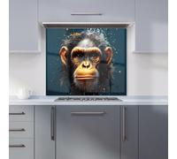 Warren Reed - Designer Splashart Realistic Monkey Face Kitchen Splashback in Brown | Size: 600mm x 650mm Warren Reed - Designer Brown 600mm x 650mm