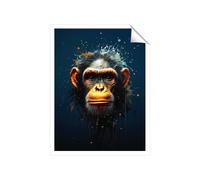 Warren Reed - Designer Splashart Realistic Monkey Face Unframed Art Print | Size: W12" x H16" Warren Reed - Designer Multicolor W12" x H16"