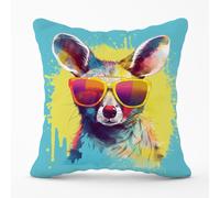 Warren Reed - Designer Splashart Wallaby In Glasses Cushions | Size: 60 cm x 60 cm Warren Reed - Designer Multicolor 60 cm x 60 cm