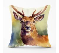 Warren Reed - Designer Splendid Stag Watercolour Outdoor Cushion in Brown | Size: 60 cm x 60 cm Warren Reed - Designer Brown 60 cm x 60 cm