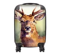 Warren Reed - Designer Splendid Stag Watercolour Suitcase in Brown | Size: Medium Warren Reed - Designer Brown Medium