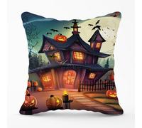 Warren Reed Designer Spooky Halloween House Outdoor Cushion 45Cm X 45Cm