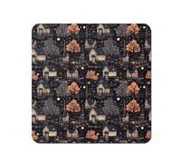 Warren Reed - Designer Spooky Haunted Houses Pattern Coasters - Set of 4 in Brown Warren Reed - Designer Brown