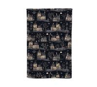 Warren Reed - Designer Spooky Haunted Houses Tea Towel in Grey Warren Reed - Designer Grey