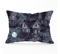Warren Reed - Designer Spooky Shadowy Haunted House Cushions in Grey | Size: 33 cm x 48 cm Warren Reed - Designer Grey 33 cm x 48 cm