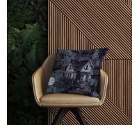 Warren Reed Designer Spooky Shadowy Haunted House Outdoor Cushion 60Cm X 60Cm