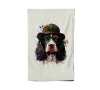 Warren Reed - Designer Springer Spaniel Dog With Glasses Splashart Tea Towel Warren Reed - Designer Multicolor