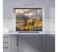 Warren Reed Designer Springtime Highland Cow Kitchen Splashback