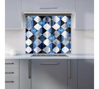Warren Reed Designer Square Checkered Pattern Premium Glass Kitchen Splashback W900mm X H750mm
