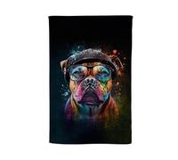 Warren Reed - Designer Staffordshire Bull Terrier Dog Splashart Tea Towel Warren Reed - Designer Multicolor