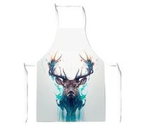 Warren Reed - Designer Stag Face Splashart Apron in White Warren Reed - Designer White