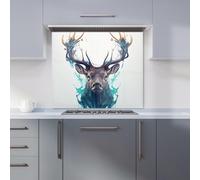 Warren Reed - Designer Premium Stag Face Splashart Kitchen Splashback 6mm Toughened Glass Kitchen Splashback - Heat Resistant Splashback for Kitchens, Perfect for Cookers and Hobs, Polished Edges