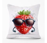 Strawberry In Glasses Cushions Warren Reed - Designer Multi 45cm x 45cm