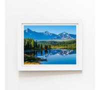 Warren Reed - Designer Summer Mountain Lake Framed Art Print in White | Size: W16" x H24" Warren Reed - Designer White W16" x H24"