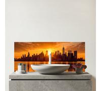 Warren Reed - Designer Sunrise In The City Glass Bathroom Splashback Warren Reed - Designer Multicolor