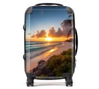 Warren Reed - Designer Sunrise On The Beach Suitcase - Lightweight Hard Case, TSA Lock, 4 Spinner Wheels