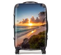 Warren Reed - Designer Sunrise On The Beach Suitcase - Lightweight Hard Case, TSA Lock, 4 Spinner Wheels