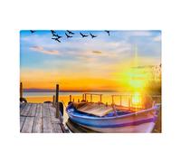 Warren Reed - Designer Sunset Of Colours At The Lake Glass Chopping Board, Blue