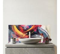 Warren Reed - Designer Swirling Symphony Of Colours Glass Bathroom Splashback, Multi