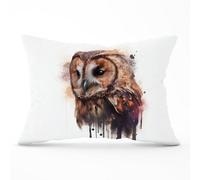 Warren Reed - Designer Tawny Owl Face Splashart Light Background Cushions in Brown | Size: 33 cm x 48 cm Warren Reed - Designer Brown 33 cm x 48 cm