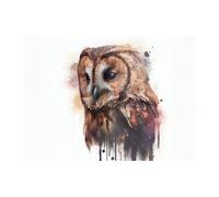 Tawny Owl Face Splashart Light Background Glass Chopping Board Warren Reed - Designer Brown One Size