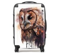 Warren Reed - Designer Tawny Owl Face Splashart Light Background Suitcase Medium, Multi