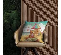 Warren Reed Designer Teddy Bead On A Beach Holiday Outdoor Cushion 60Cm X 60Cm