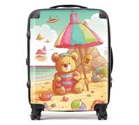 Teddy Bead On A Beach Holiday Suitcase Warren Reed - Designer Yellow Large
