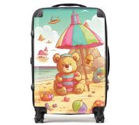 Teddy Bead On A Beach Holiday Suitcase Warren Reed - Designer Yellow Medium