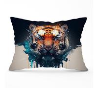 Warren Reed - Designer Tiger Face Splashart Cushions in Brown | Size: 33 cm x 48 cm Warren Reed - Designer Brown 33 cm x 48 cm