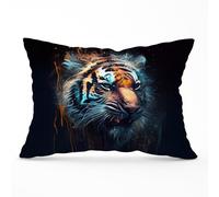 Warren Reed - Designer Tiger Face Splashart Dark Background Cushions in Brown | Size: 33 cm x 48 cm Warren Reed - Designer Brown 33 cm x 48 cm
