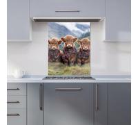 Warren Reed - Designer Trio Of Baby Highland Cows Kitchen Splashback W600Mm X H750Mm, Multi