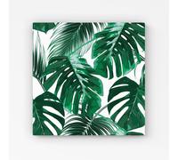 Warren Reed - Designer Tropical Jungle Leaf Pattern Canvas in Green | Size: W16" x H16" Warren Reed - Designer Green W16" x H16"