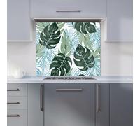 Warren Reed - Designer Tropical Pattern Bright Plants Flowers Kitchen Splashback W600Mm X H750Mm, Multi