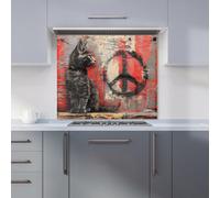Warren Reed - Designer Urban Peace A Banksy Inspired Kitten Kitchen Splashback W600Mm X H650Mm, Multi