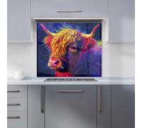 Warren Reed - Designer Vibrant Highland Cow Kitchen Splashback W600Mm X H600Mm, Multi