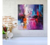 Warren Reed - Designer Vibrant Metropolis: A Palette Of Emotions Canvas | Size: w10 inch x h10 inch Warren Reed - Designer Multicolor w10 inch x h10 inch