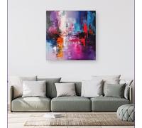 Warren Reed - Designer Vibrant Metropolis: A Palette Of Emotions Canvas | Size: w40 inch x h40 inch Warren Reed - Designer Multicolor w40 inch x h40 inch