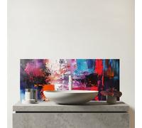 Warren Reed - Designer Vibrant Metropolis: A Palette Of Emotions Glass Bathroom Splashback Warren Reed - Designer Multicolor