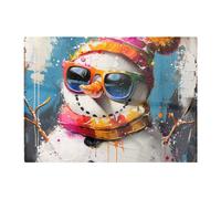 Warren Reed - Designer Vibrant Snowman With Style Chopping Board Warren Reed - Designer Multicolor