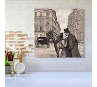 Warren Reed - Designer Victorian Lovers On A London Street Canvas in Black | Size: w10 inch x h10 inch Warren Reed - Designer Black w10 inch x h10 inch
