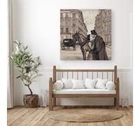 Warren Reed - Designer Victorian Lovers On A London Street Canvas in Black | Size: W30" x H30" Warren Reed - Designer Black W30" x H30"