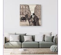 Warren Reed - Designer Victorian Lovers On A London Street Canvas in Black | Size: w40 inch x h40 inch Warren Reed - Designer Black w40 inch x h40 inch