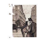 Warren Reed - Designer Victorian Lovers On A London Street Jigsaw Puzzle in Black | Size: 1000 Pieces Warren Reed - Designer Black 1000 Pieces