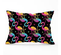 Warren Reed - Designer Vivid Flamingo Pattern Cushions in Black | Size: 45 cm x 45 cm Warren Reed - Designer Black 45 cm x 45 cm