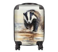 Warren Reed - Designer Wading Badger Watercolour Suitcase in Brown | Size: Medium Warren Reed - Designer Brown Medium