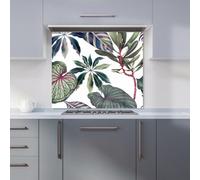 Warren Reed - Designer Watercolor Tropical Leaf Kitchen Splashback W900Mm X H650Mm, Multi