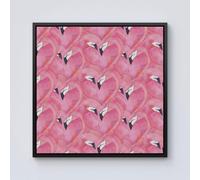 Warren Reed - Designer Watercolour Flamingo Hearts Framed Canvas in Black | Size: w10 inch x h10 inch Warren Reed - Designer Black w10 inch x h10 inch